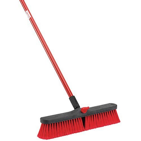 Libman Multi Sweep Sweep Face Push Broom, Threaded, Red 804
